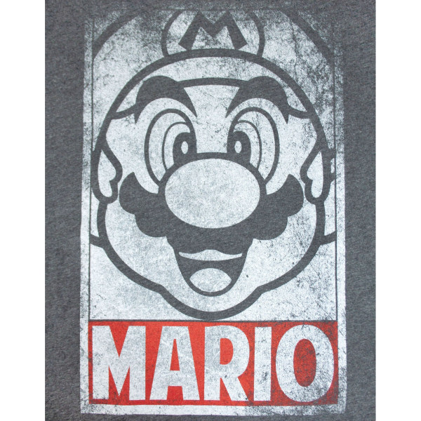 Super Mario Mens Poster T-Shirt XXL Grå Grey XXL