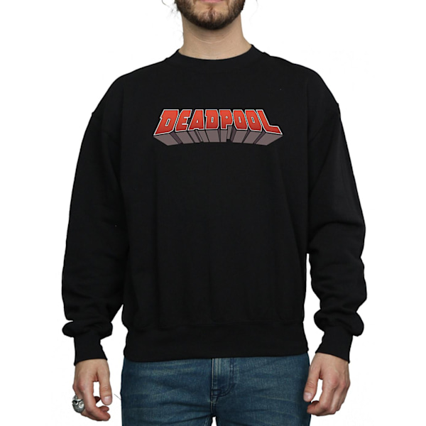 Marvel Mens Deadpool Text Logo Sweatshirt 3XL Svart Black 3XL