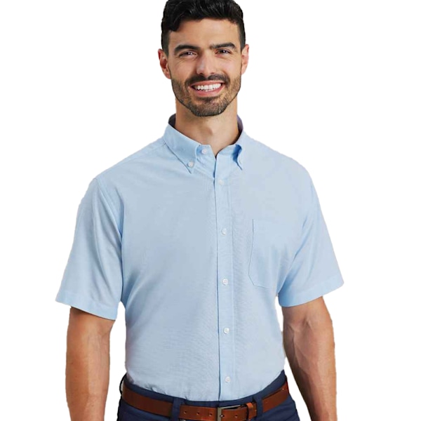 Premier Herr Signature Oxford Kortärmad Arbetskjorta 17.5 Ljusblå Light Blue 17.5