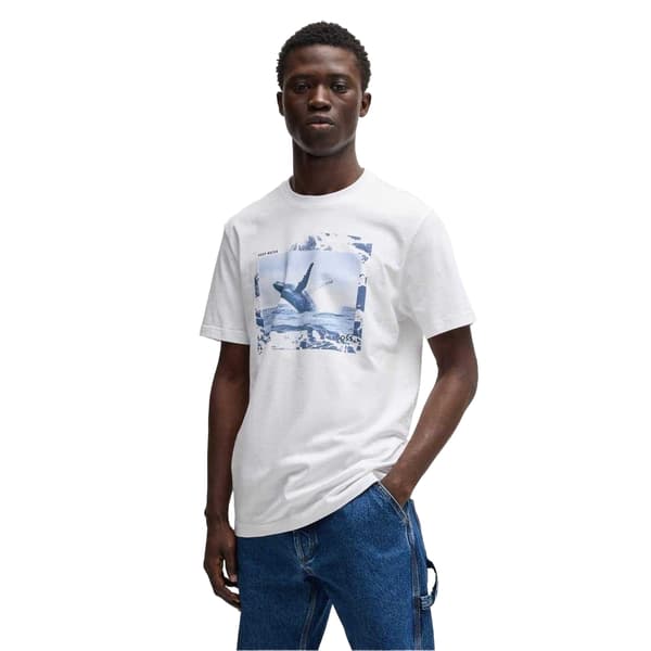 Boss Herr T-shirt i bomull med val S Vit White S