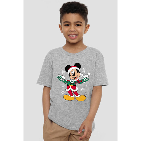 Disney Barn/Flickor Merry Christmas Mickey Mouse T-shirt 12-1 Sport Heather 12-13 Years