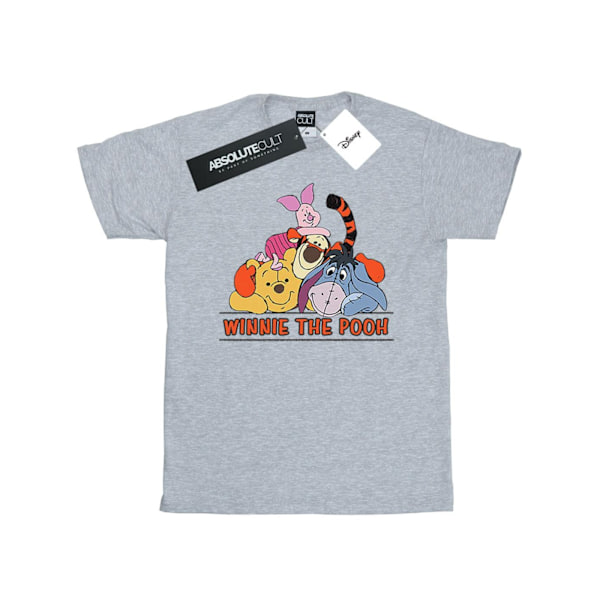 Disney Girls Winnie The Pooh Group Bomull T-shirt 7-8 År Sports Grey Sports Grey 7-8 Years