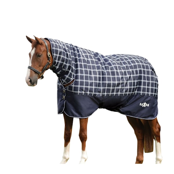 Saxon Defiant Combo Neck Pläd Midweight Horse Turnout Rug 4´6 Navy 4´ 6