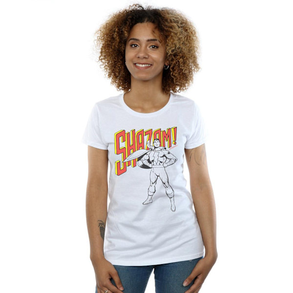 DC Comics Dam/Kvinnor Shazam Mono Action Pose Bomull T-shirt White S