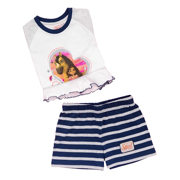 Spirit Girls Untamed Riding  Short Pyjama Set 3-4 år Vit White/Heather Grey/Navy 3-4 Years