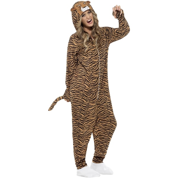 Smiffys Unisex Tigerdräkt Jumpsuit Stor Brun Brown L