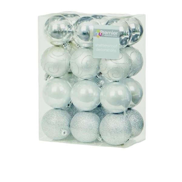 Premier Julgranskulor i Blandade Design (24-pack) En Storlek Silver One Size