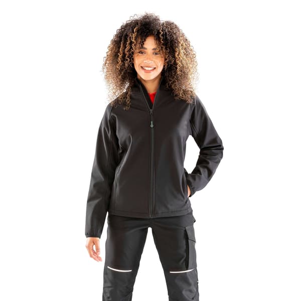 Result Återvunnen Dam 3-lagers Tryckbar Soft Shell Jacka Black S