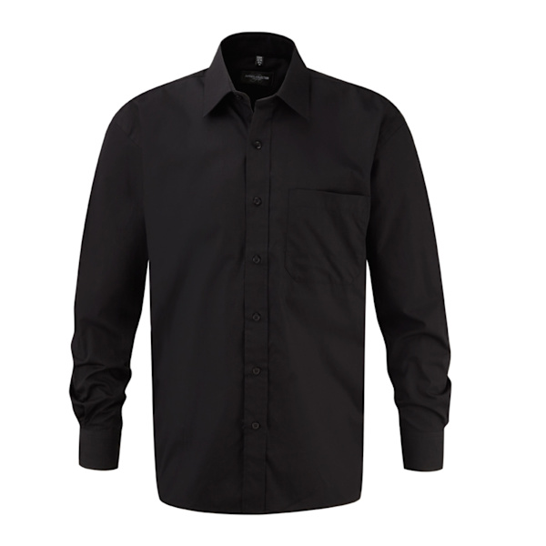 Russell Collection Herr Poplin Långärmad Skjorta 4XL Svart Black 4XL