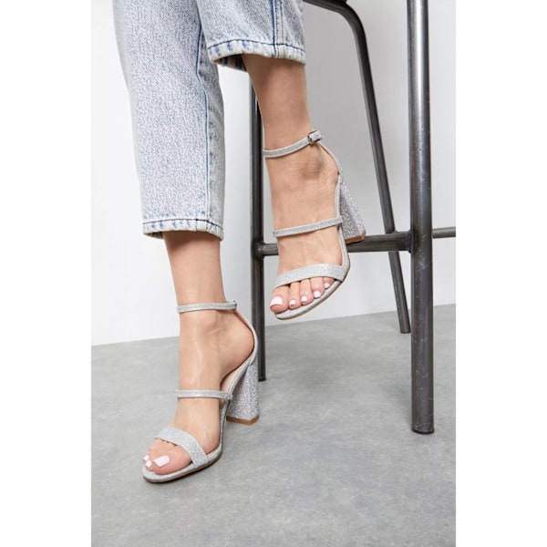 Principles Dam/Kvinnor Evie Block Heel Sandaler 7 UK Silver Silver 7 UK