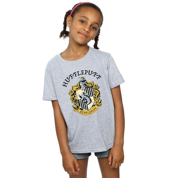 Harry Potter T-shirt för flickor, Hufflepuff, bomull, 7-8 år, sportgrå Sports Grey 7-8 Years
