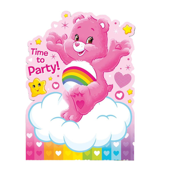 Partyrama Care Bear Inbjudningar (6-pack) One Size Rosa Pink One Size