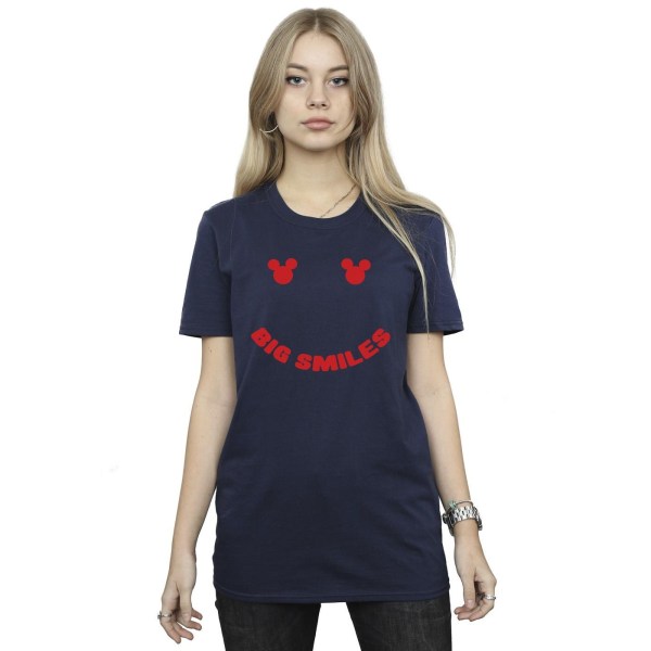 Disney Dam/Damer Mickey Mouse Big Smile Bomull Boyfriend T- Navy Blue XL