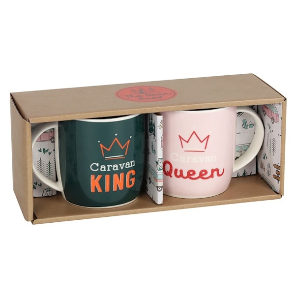 Something Different Caravan King And Queen Mugg Set En Storlek Dar Dark Green/Light Pink One Size