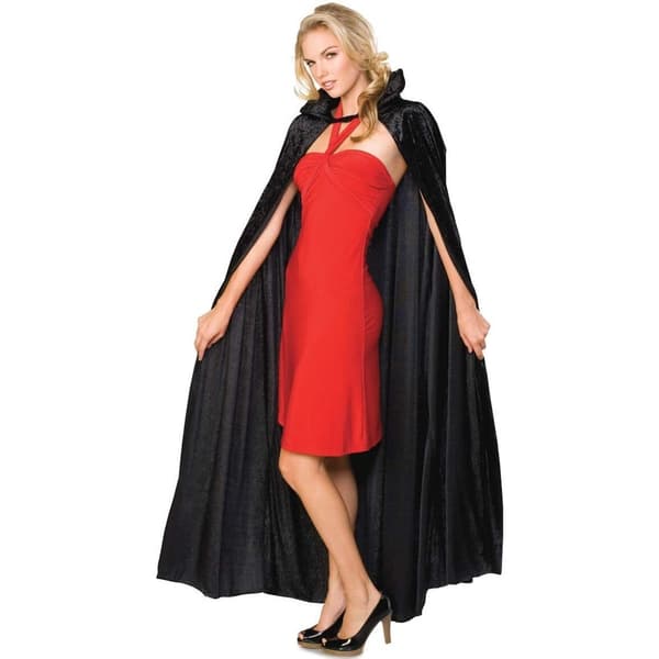 Rubies Crushed Velvet Cape One Size Black Black One Size