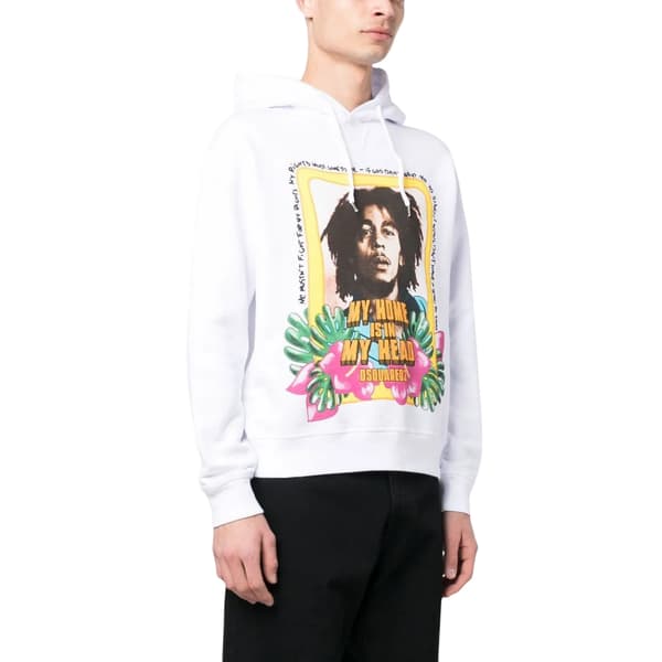 DSquared2 Bob Marley Hoodie för män L Vit White L