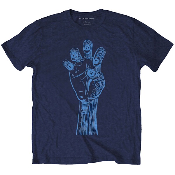 TV On The Radio Unisex Vuxen Penselstreck Hand Bomull Baksida Tryck Navy Blue L