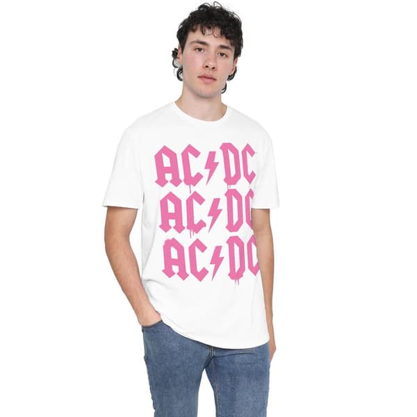 AC/DC Herr T-shirt med Repeterande Logotyp M Vit White M