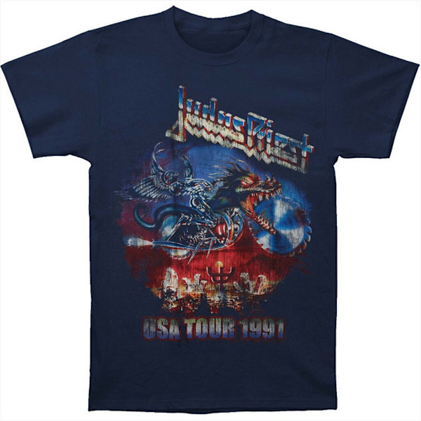 Judas Priest Unisex Adult Painkiller US Tour 91 T-Shirt XL Marinblå Navy Blue XL