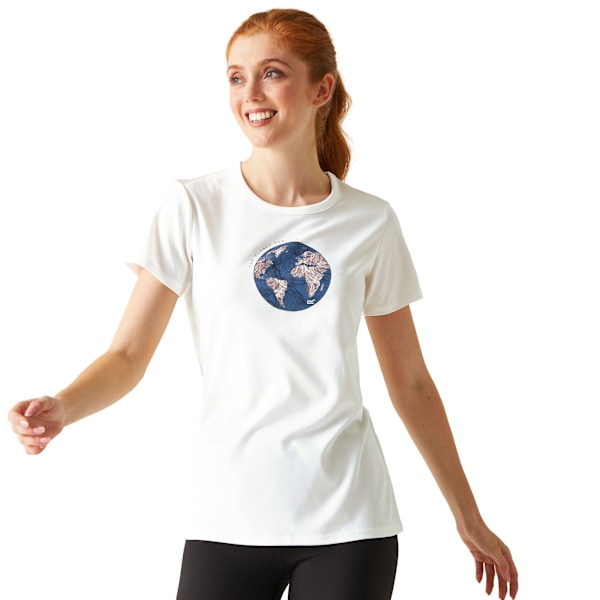Regatta Fingal VIII Globe T-shirt för kvinnor/damer, storlek 18 UK, vit, linjär White Linear Globe 18 UK