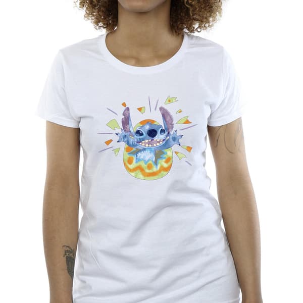Disney Dam Lilo & Stitch Cracking Egg T-shirt i bomull White M