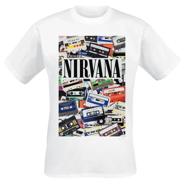 Nirvana Unisex Vuxenkassetter T-shirt XXL Vit White XXL