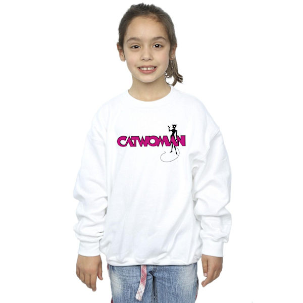 DC Comics Girls Batman Catwoman Logo Sweatshirt 9-11 år Vit White 9-11 Years