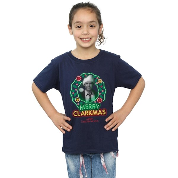 National Lampoon's Christmas Vacation Girls Greyscale Clarkmas Navy Blue 7-8 Years