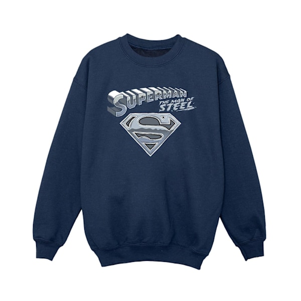 DC Comics Boys Superman The Man Of Steel Sweatshirt 7-8 År N Navy Blue 7-8 Years