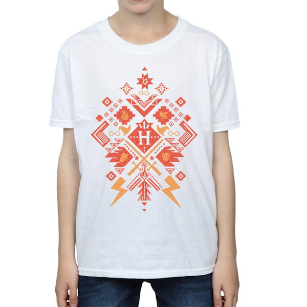 Harry Potter Pojkar Jul Fair Isle T-shirt 7-8 år Vit White 7-8 Years