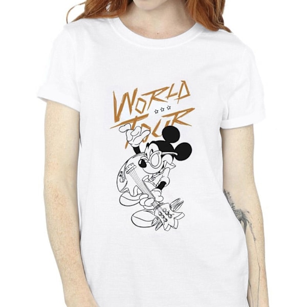 Disney Womens/Ladies Mickey Mouse World Tour Line Cotton Boyfri White L