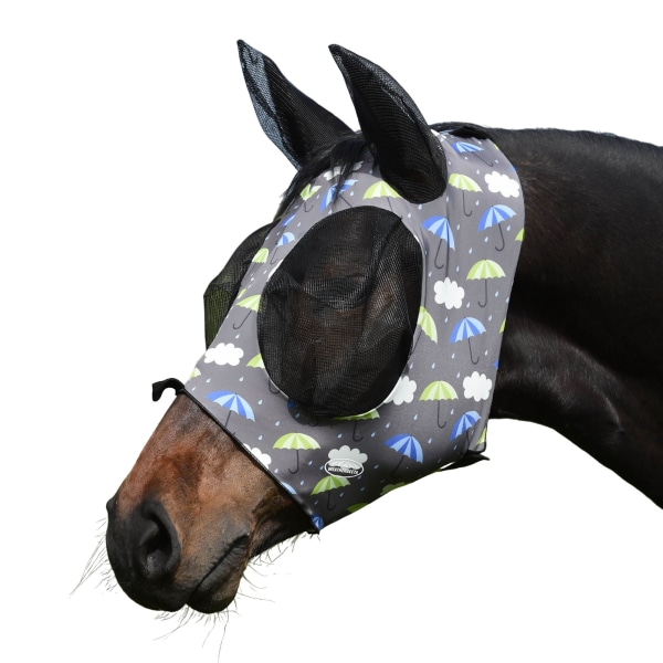 Weatherbeeta Paraply Stretch Horse Flugmask med öron Pony Gre Grey/Blue/Green Pony
