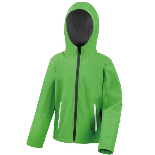 Result Core Kids Unisex Junior Hooded Softshell Jacket 11/12 Vivid Green/Black Vivid Green/Black 11/12