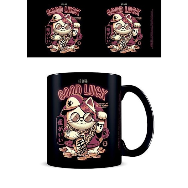 Ilustrata Lucky Cat Mug En Storlek Svart/Brun/Krämig Black/Brown/Cream One Size