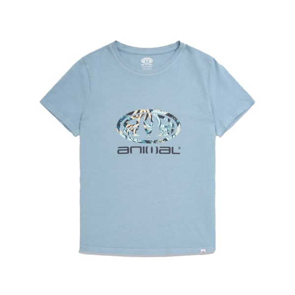 Animal Womens/Ladies Carina T-shirt med ekologisk logotyp med grafiskt print Blue 16 UK