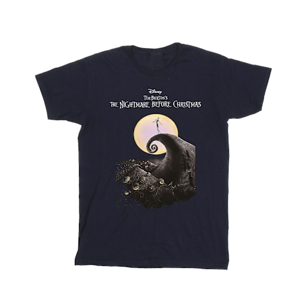 The Nightmare Before Christmas Girls Moon Poster Bomull T-shirt Navy Blue 7-8 Years