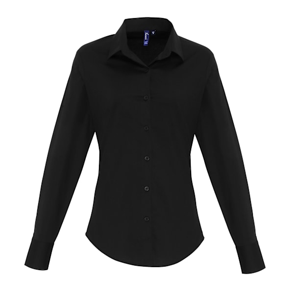 Premier Dam/Kvinnor Stretch Fit Poplin Långärmad Blus XS Black XS