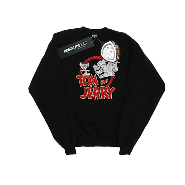 Tom And Jerry Herr Distressed Logo Sweatshirt L Svart Black L