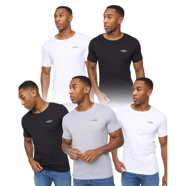 Crosshatch Herr Basicstandard T-shirt (5-pack) S Vit/Svart White/Black/Grey Marl S