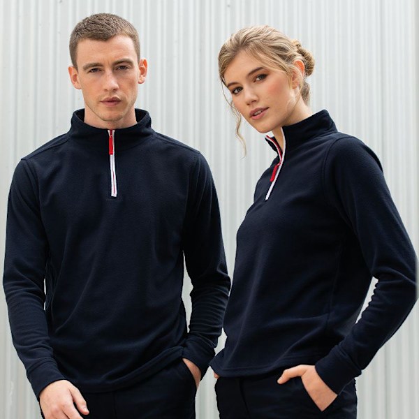 Finden & Hales Herr 1/4 Dragkedja Långärmad Pipad Fleece Topp XS Nav Navy/White XS