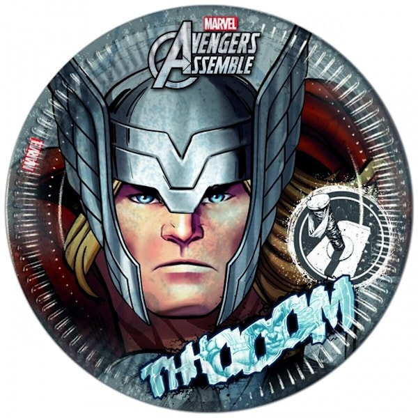 Avengers Assemble Mjolnir Thor engångstallrikar (8-pack) På Grey/Brown One Size