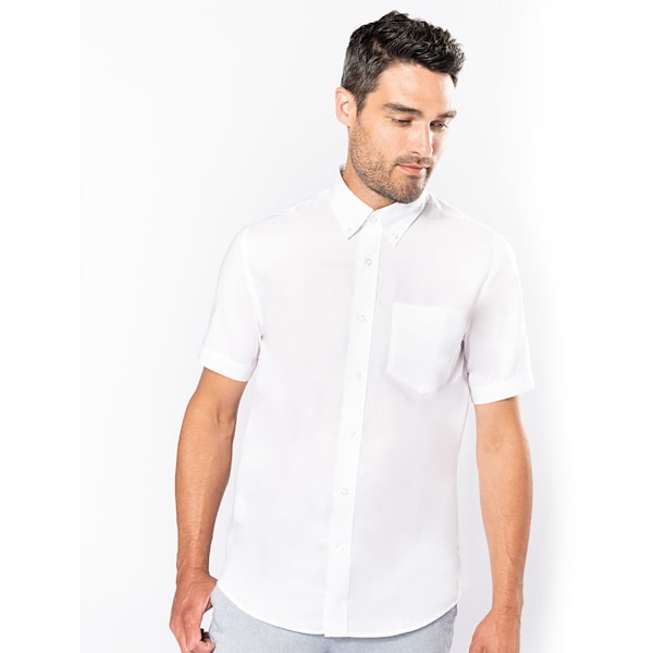 Kariban herr kortärmad Easy Care Oxford skjorta L vit White L