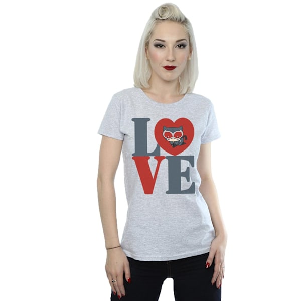 DC Comics Dam/Kvinnor Chibi Catwoman Love Bomull T-shirt L Sp Sports Grey L