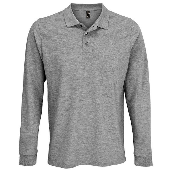 SOLS Unisex Adult Prime Pique Långärmad Polotröja 5XL Grå Grey Marl 5XL
