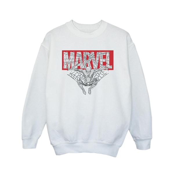 Marvel Girls Spider Man Logo Röd Sweatshirt 7-8 År Vit White 7-8 Years