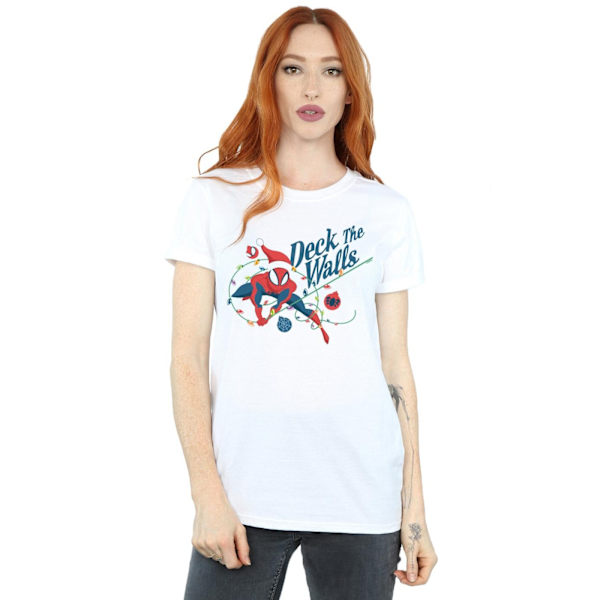 Marvel Womens/Ladies Spider-Man Deck The Walls Bomull Boyfriend White S