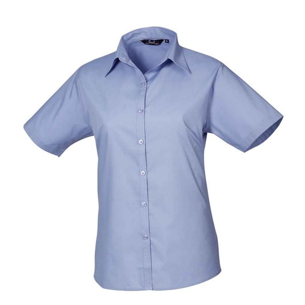 Premier Dam/Dam Poplin Kortärmad Blus 10 UK Mid Blu Mid Blue 10 UK