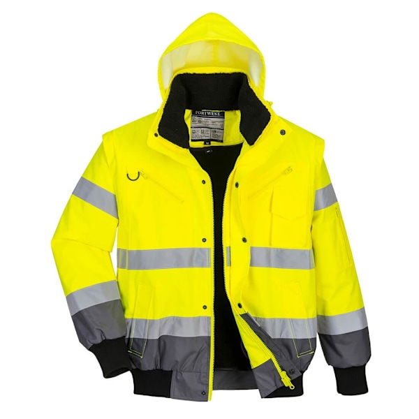 Portwest Herr 3 i 1 Hi-Vis Bomberjacka XL Gul/Grå Yellow/Grey XL