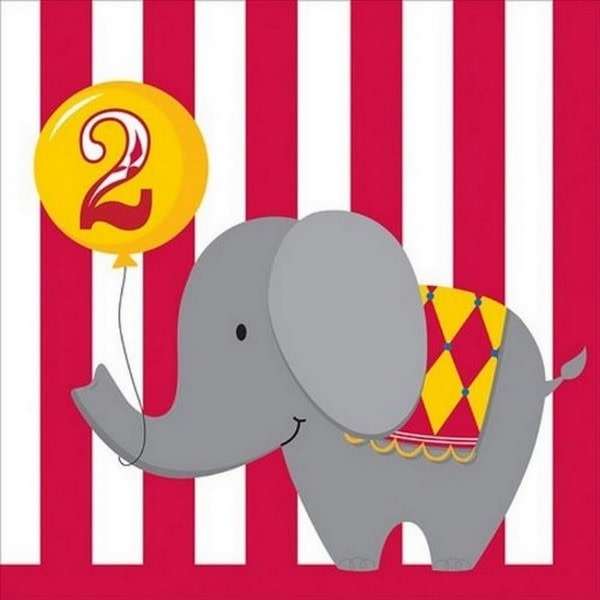 Creative Party Circus Time 2nd Birthday Servetter (16-pack) På White/Red/Grey One Size