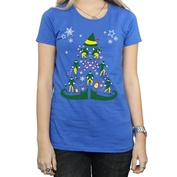 Elf Dam/Kvinnors Julgran Bomull T-shirt L Royal Blue Royal Blue L